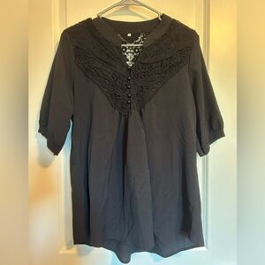 Black tunic with lace and button detialing